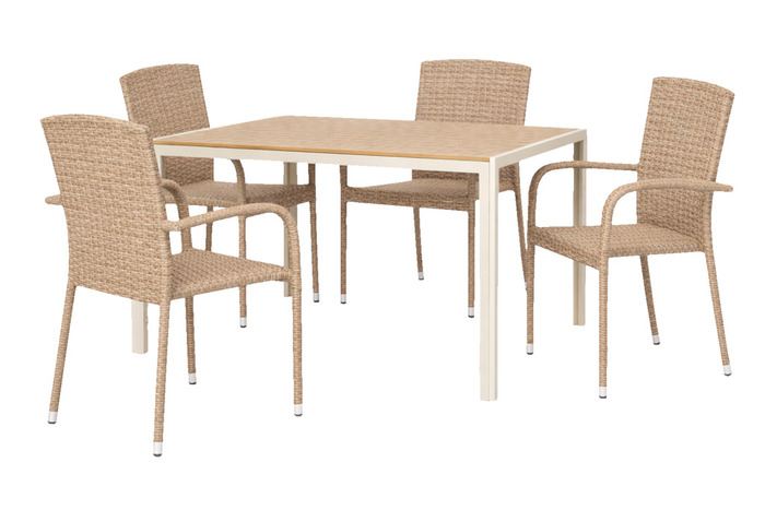 Hagebord 150 x 90 cm aluminium/nonwood lys teak – Sunlife